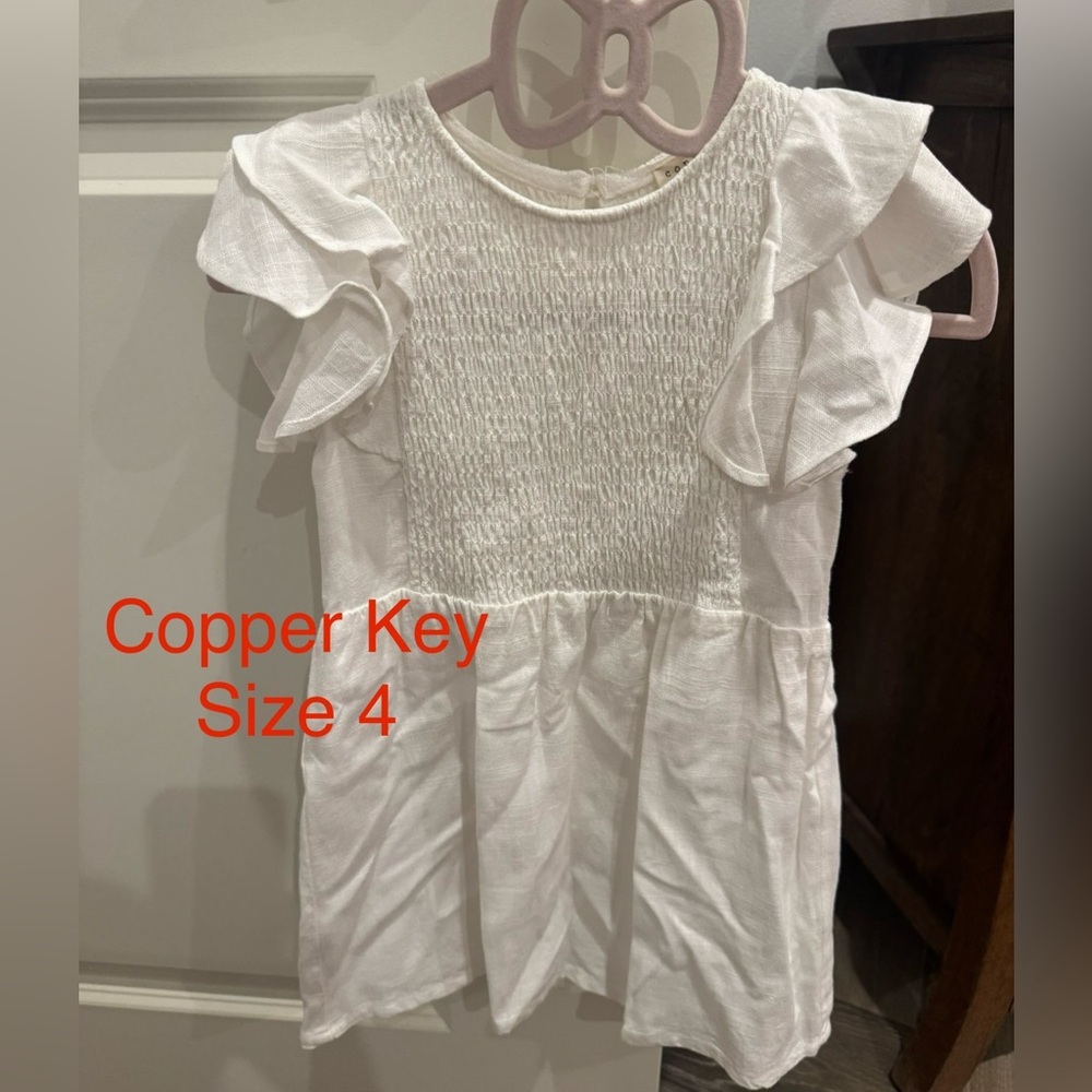 Copper Key White Ruffle Dress